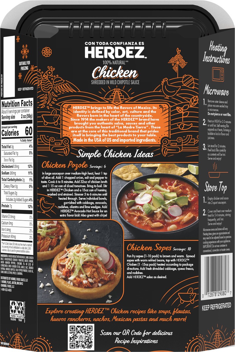 slide 4 of 7, HERDEZ Fully Cooked Entree Shredded Chicken, 15 oz