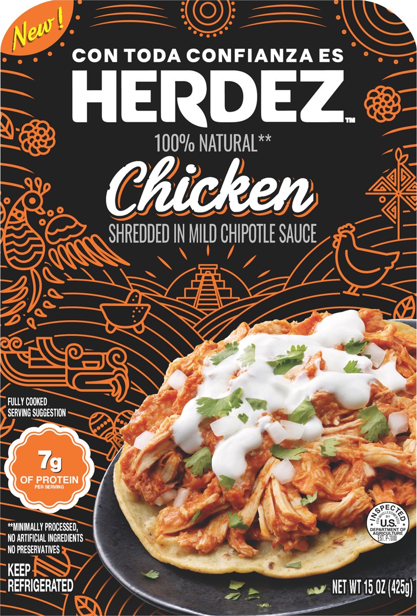 slide 5 of 7, HERDEZ Fully Cooked Entree Shredded Chicken, 15 oz