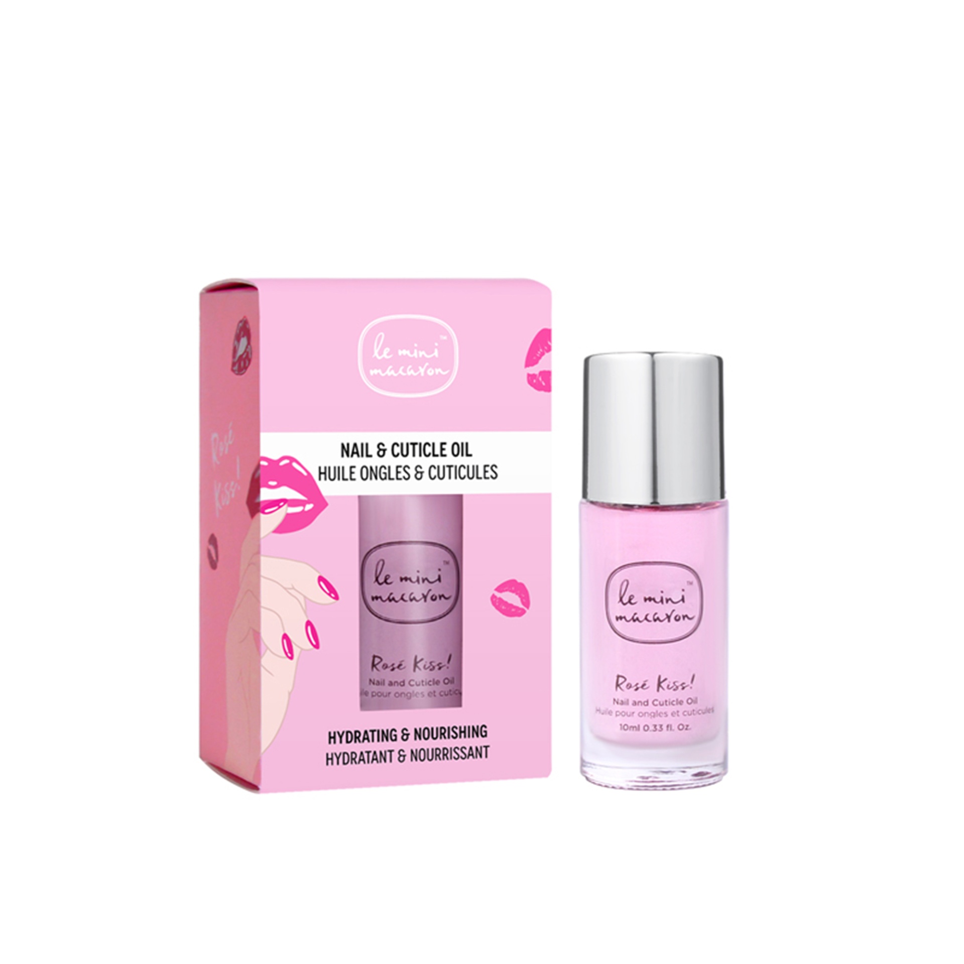 slide 1 of 3, Le Mini Macaron''Rose Kiss'' Nail & Cuticle Oil, 0.33 fl. oz.