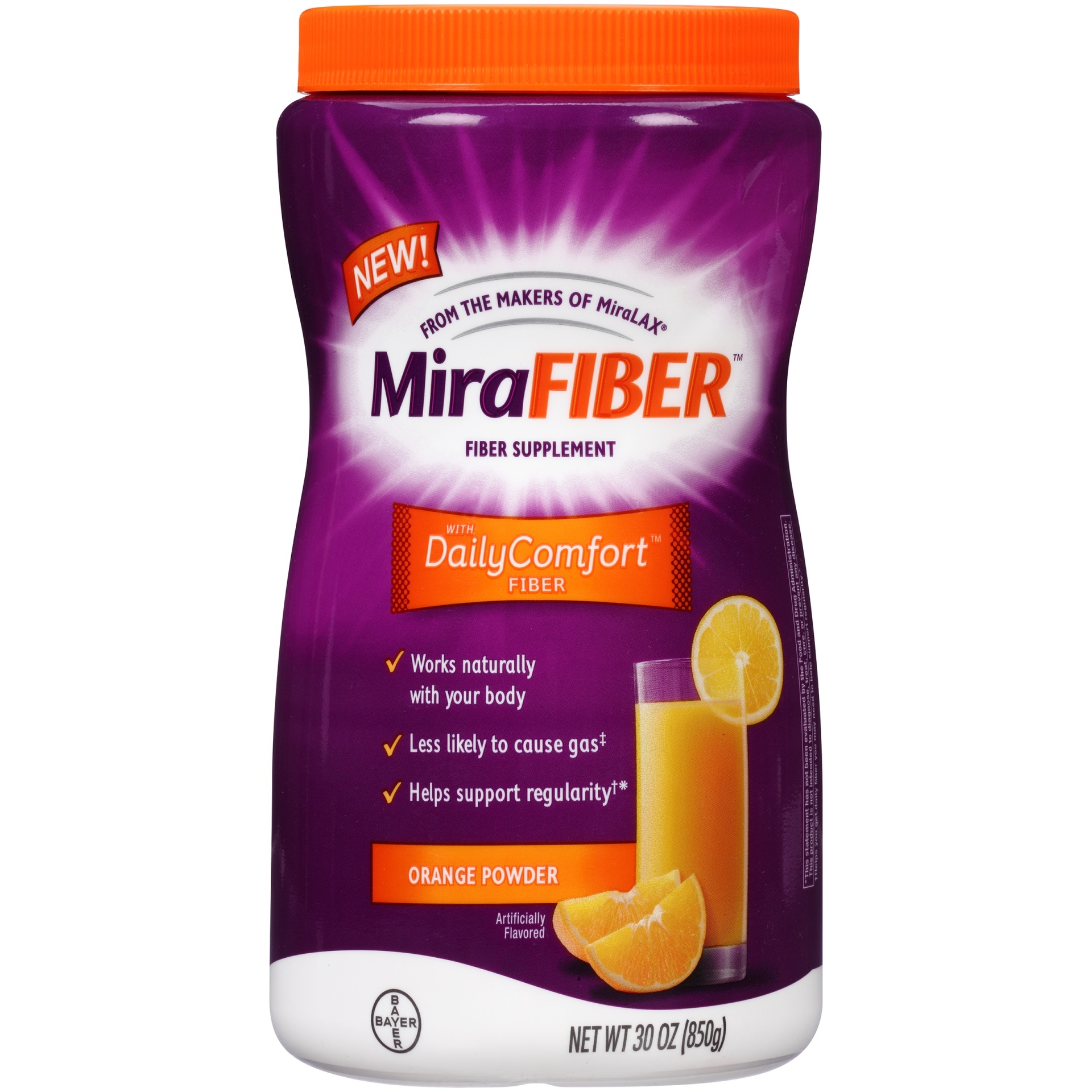 slide 1 of 1, MiraFiber Orange Powder Fiber Supplement, 30 oz