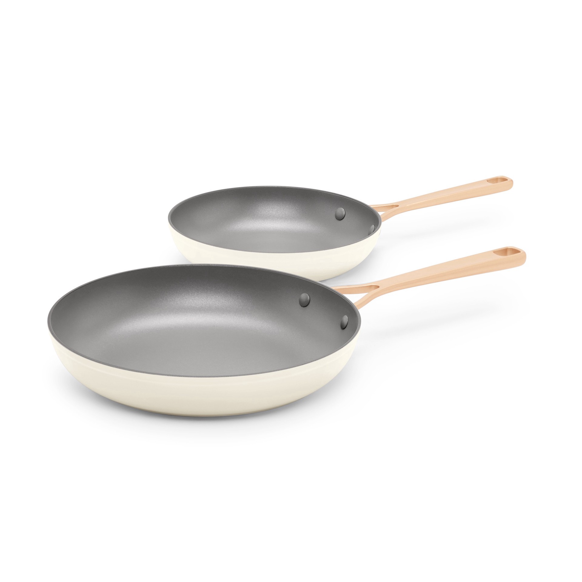 slide 1 of 1, Kitchen & Table by H-E-B Non-Stick Fry Pans - Cloud White, 2 ct