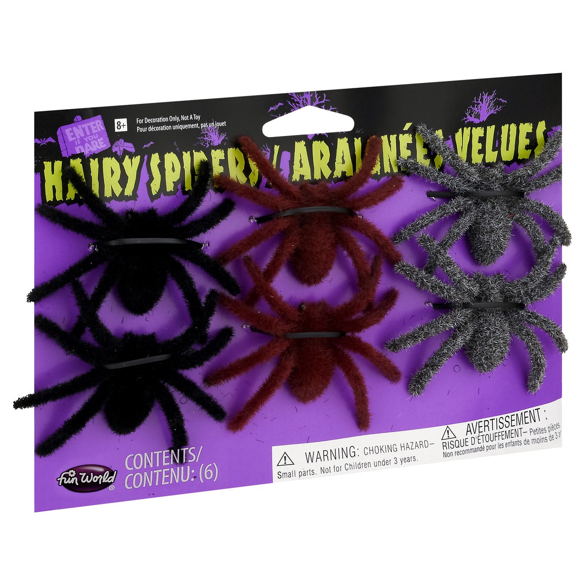slide 2 of 12, Fun World Holiday Time Hairy Spider Black, 6 ct