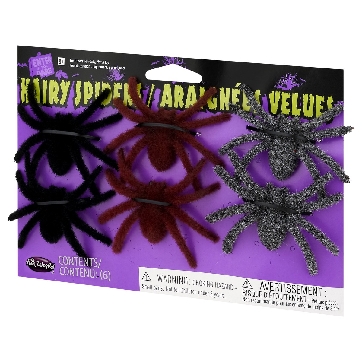 slide 6 of 12, Fun World Holiday Time Hairy Spider Black, 6 ct