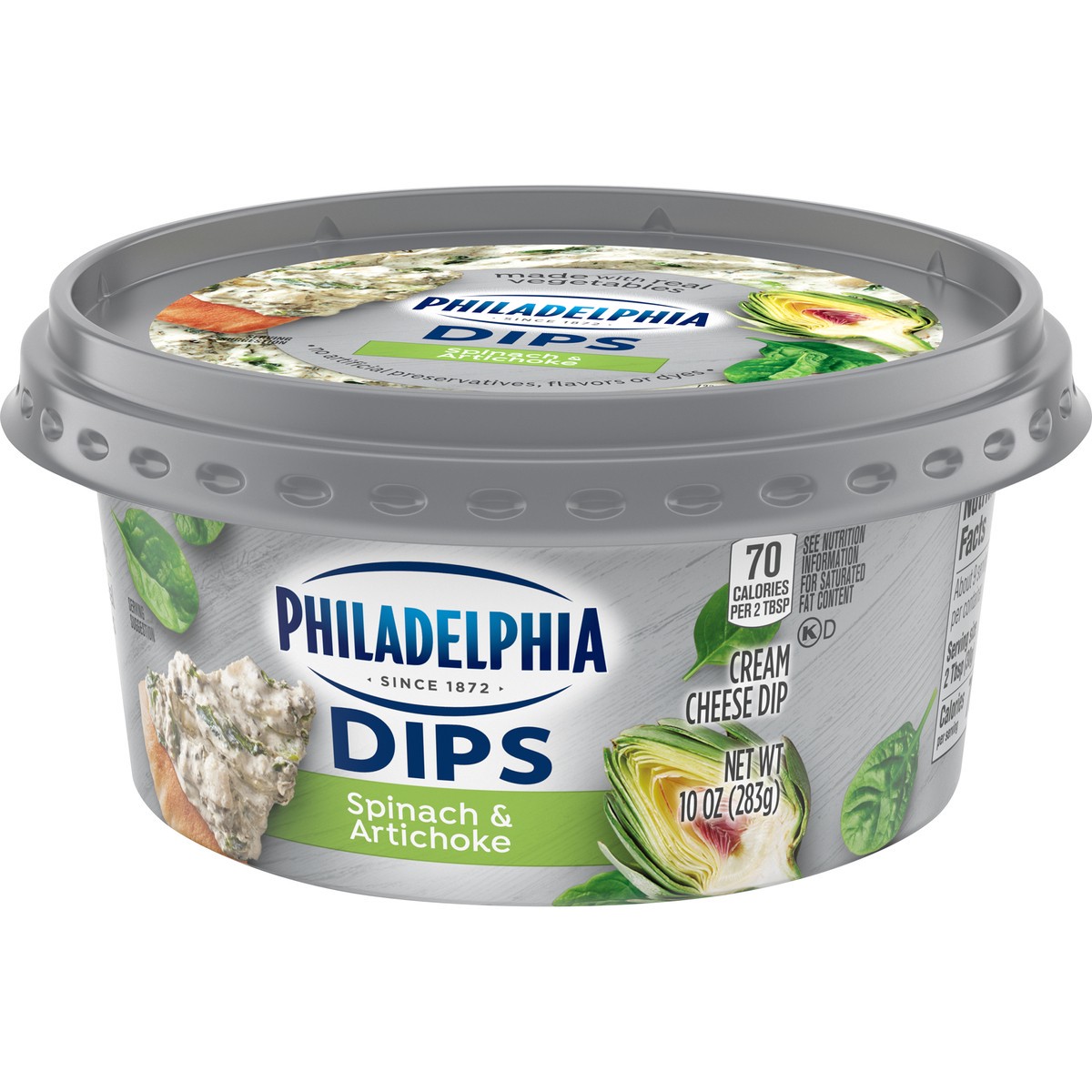 slide 5 of 9, Philadelphia Dips Spinach & Artichoke Cream Cheese Dip, 10 oz Tub, 10 oz