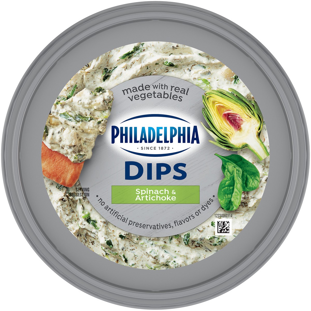 slide 2 of 9, Philadelphia Dips Spinach & Artichoke Cream Cheese Dip, 10 oz Tub, 10 oz