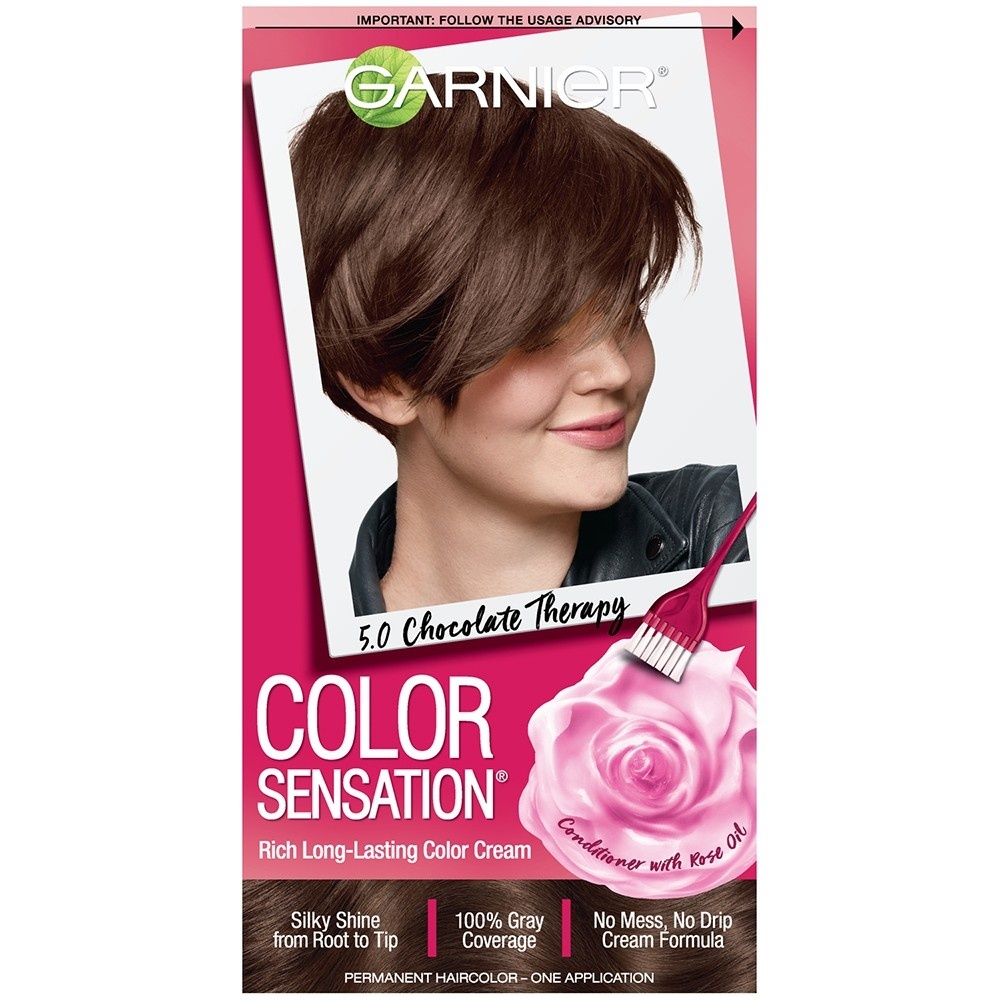 slide 1 of 7, Garnier Color Sensation Hair Color Rich Long-Lasting Color Cream 5.0 Medium Natural Brown, 1 ct