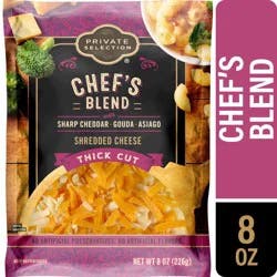 Private Selection Chef's Blend Sharp Cheddar Gouda Asiago Thick Cut Shredded Cheese