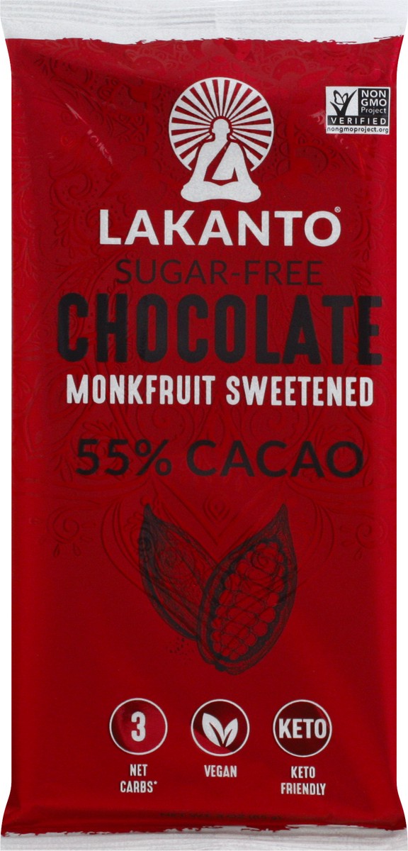 slide 6 of 12, Lakanto 55% Cacao Sugar Free Monkfruit Chocolate Bar, 3 oz