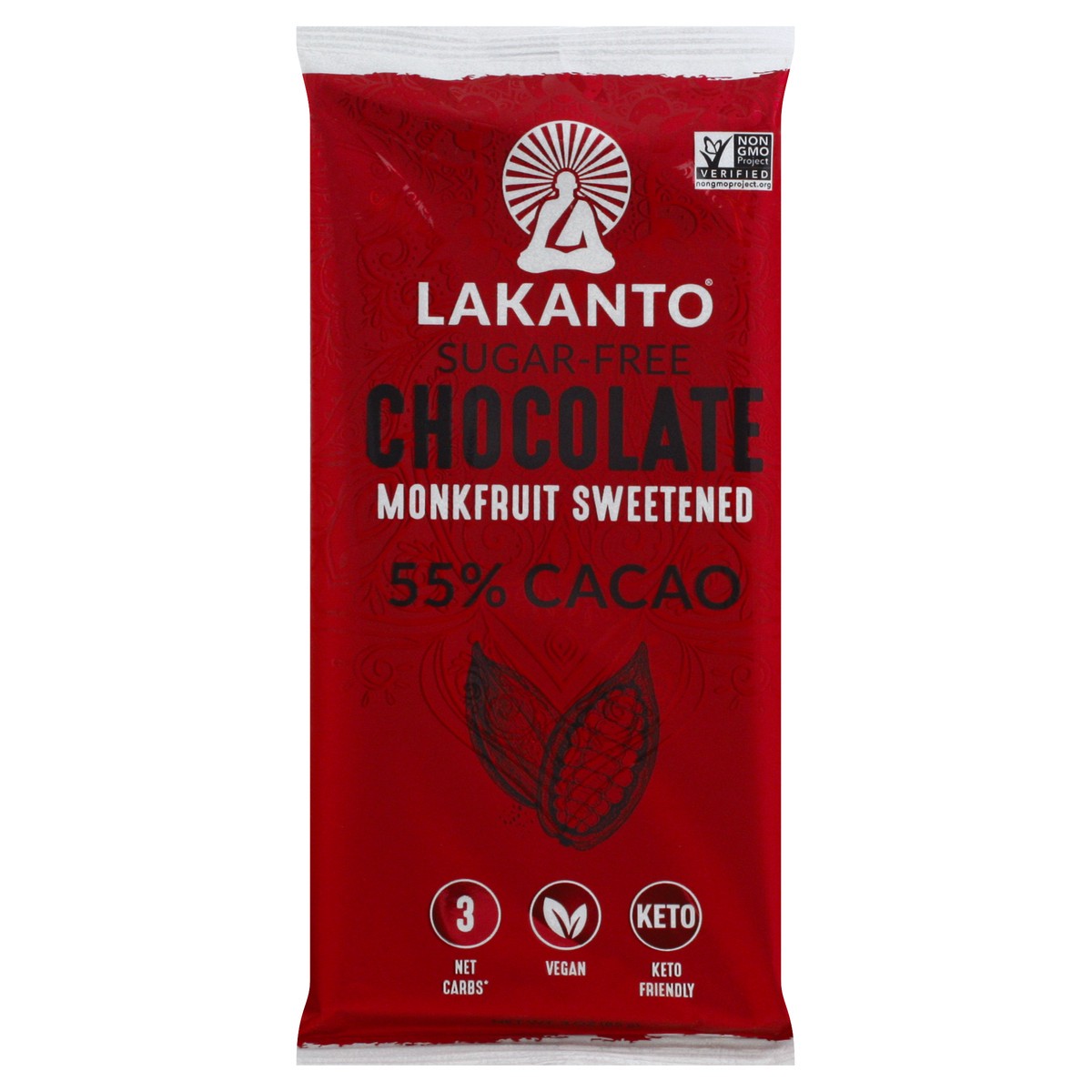 slide 1 of 12, Lakanto 55% Cacao Sugar Free Monkfruit Chocolate Bar, 3 oz