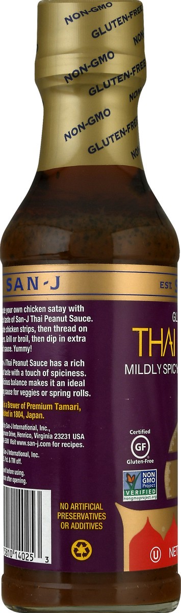 slide 11 of 12, San-J Gluten Free Mildy Spicy Thai Peanut Marinade & Dipping 10 fl oz, 10 oz