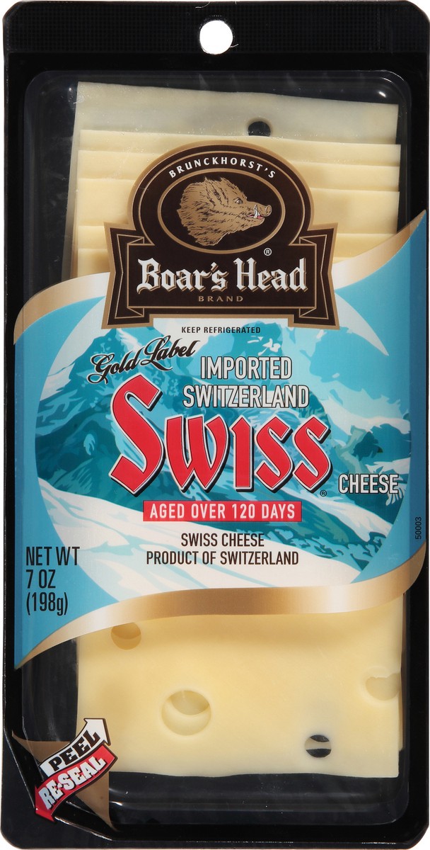 slide 6 of 9, Boar's Head Pre-sliced Swiss Cheese, 7 oz