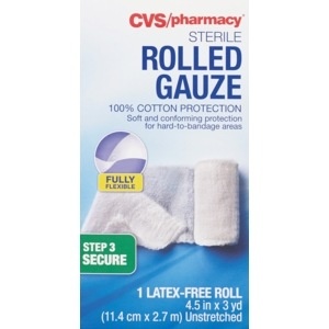 slide 1 of 1, CVS Health Sterile Latex-Free Rolled Gauze 4.5in X 3yd, 1 ct