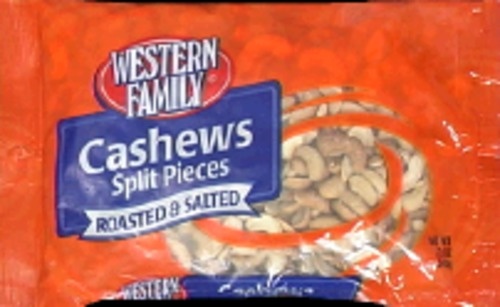 slide 1 of 1, Western Family Cashews Split Salted, 12 oz