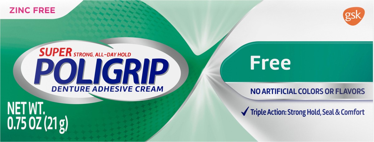 slide 3 of 11, Poligrip Super Poligrip Free Travel Size Denture Adhesive Cream - 0.75 Ounces, 0.75 oz