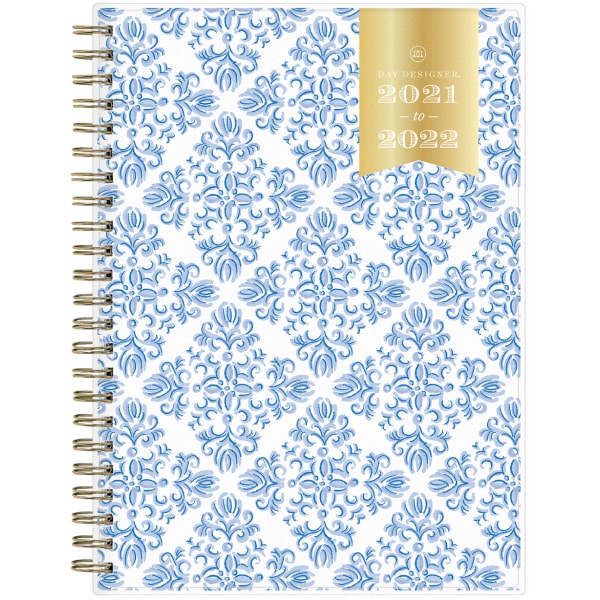 slide 1 of 1, Blue Sky Day Designer Weekly/Monthly Planner, 5-7/8'' X 8-5/8'', Serenity Tile, July 2021 To June 2022, 127394, 1 ct