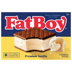 Fat Boy Vanilla Ice Cream Sandwich - 6 ct