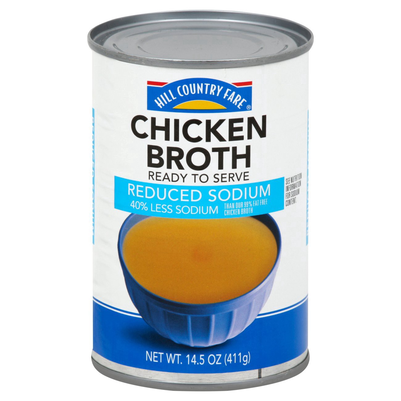 slide 1 of 1, Hill Country Fare Reduced SodiumChicken Broth, 10.75 oz