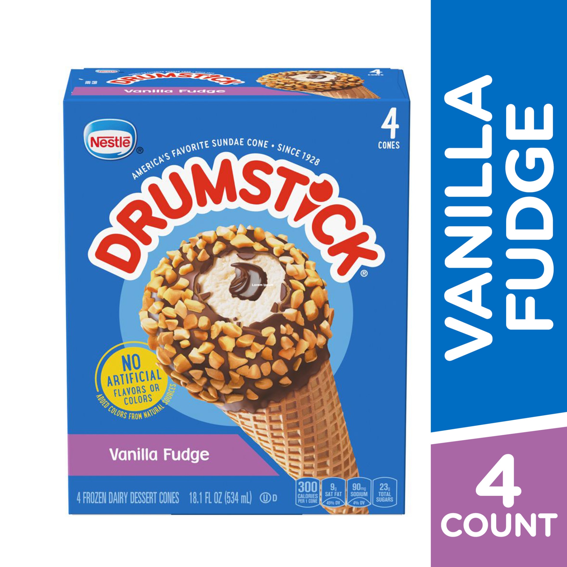 slide 1 of 7, Nestle Drumstick Vanilla Fudge Sundae Cone, 4 ct