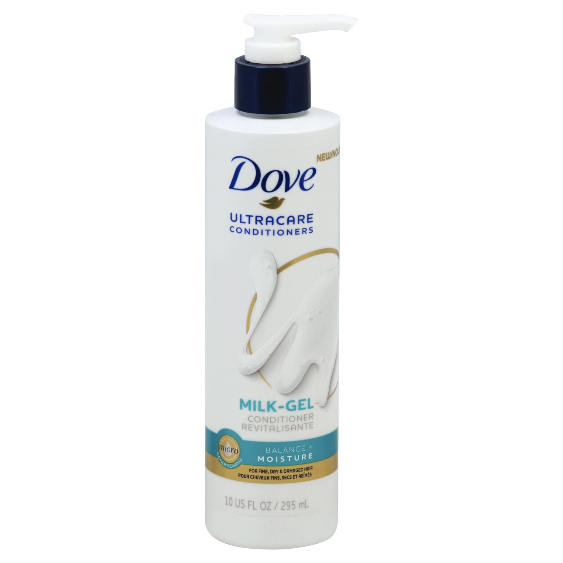 slide 1 of 2, Dove Ultracare Conditioner Milk-Gel for Fine, Dry, DamAged Hair Balanced Moisture, 10 oz