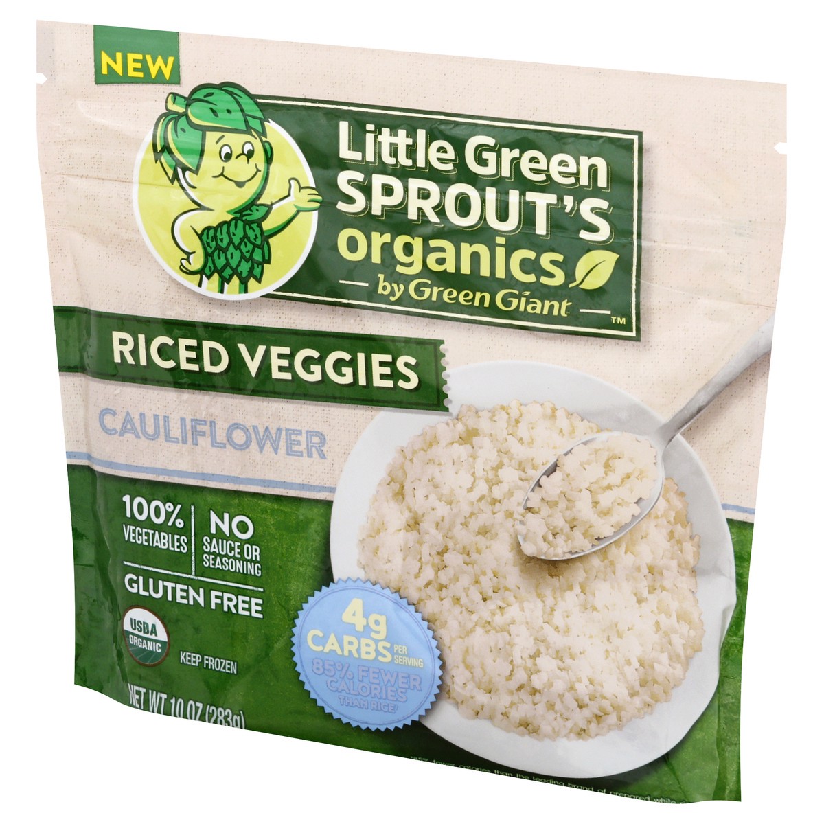 slide 2 of 10, Little Green Sprout's Organics Riced Veggies Cauliflower 10 oz. Bag, 10 oz