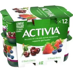 Activia Probiotic Black Cherry & Mixed Berry Yogurt Variety Pack - 12ct/4oz Cups