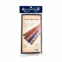 Realeather Narrow Leather Wristband - Natural, 8 pk