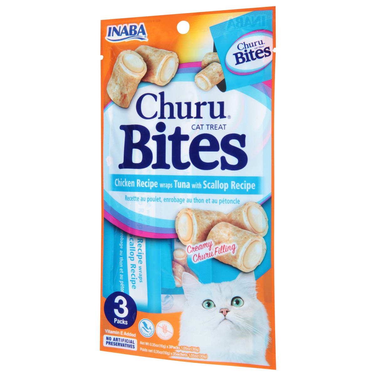 slide 4 of 4, Inaba - Churu Bites Chicken Wraps Tuna With Scallop Recipe (1.05 Oz), 1.05 oz