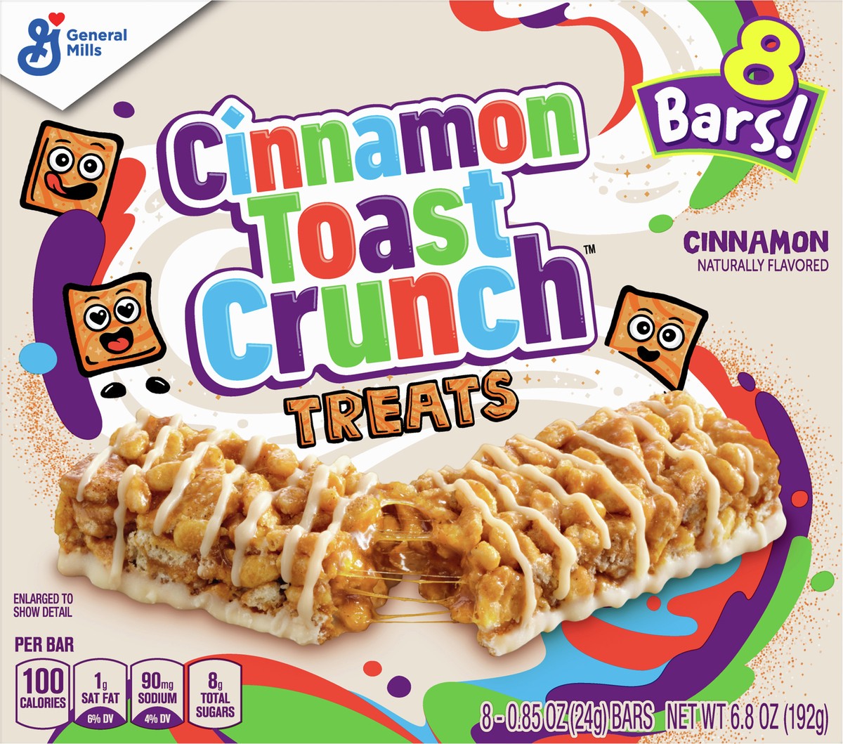 slide 2 of 13, Cinnamon Toast Crunch Breakfast Cereal Treat Bars, Snack Bars, 8 ct, 8 ct