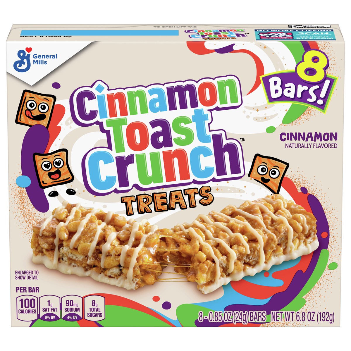 slide 1 of 13, Cinnamon Toast Crunch Breakfast Cereal Treat Bars, Snack Bars, 8 ct, 8 ct