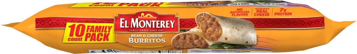 slide 2 of 7, El Monterey Burritos Bean & Cheese Family Pack, 10 ct; 40 oz