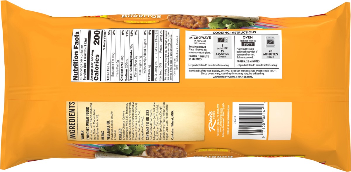 slide 5 of 7, El Monterey Burritos Bean & Cheese Family Pack, 10 ct; 40 oz