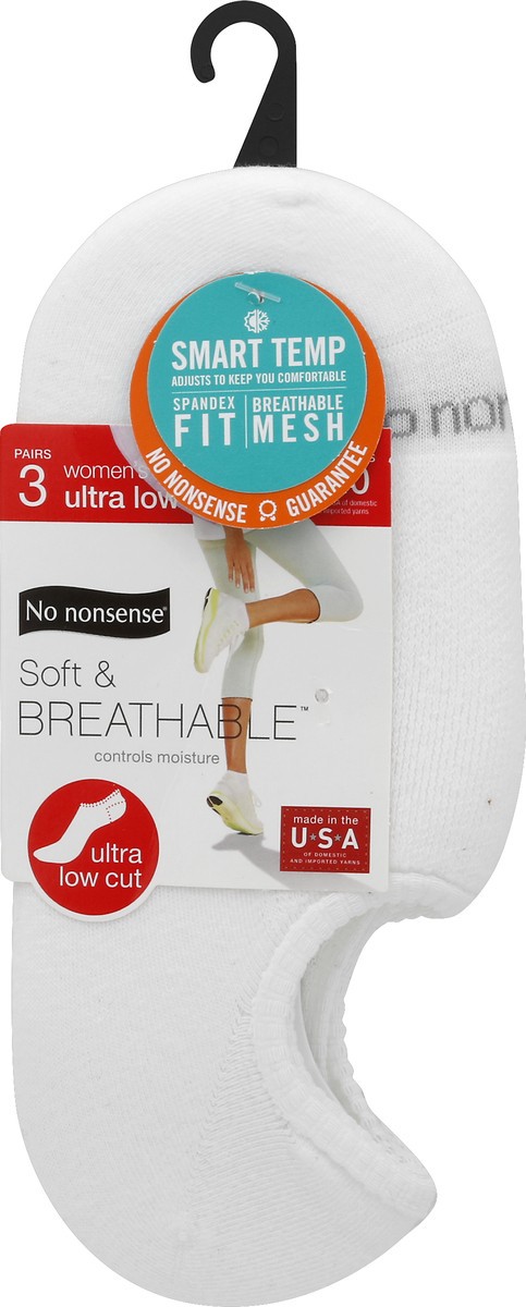 slide 5 of 6, No Nonsense Smart Temp Ultra Low Cut Socks - White, 3 ct