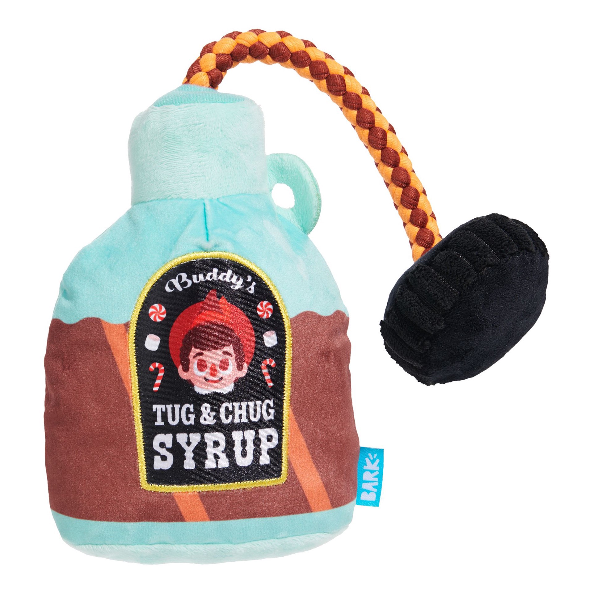 slide 1 of 1, Bark Box Bark Holiday Buddy The Elf's™ Syrup Stash Rope Plush Dog Toy, 1 ct
