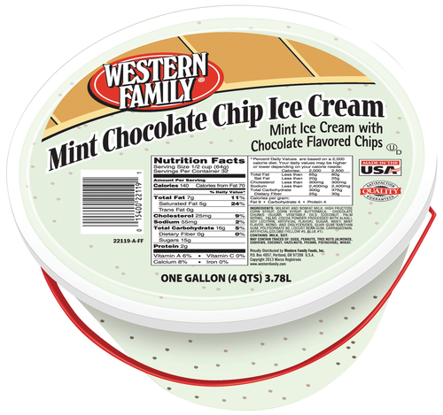 slide 1 of 1, Western Family Mint Chocolate Chip Pail, 4 qt