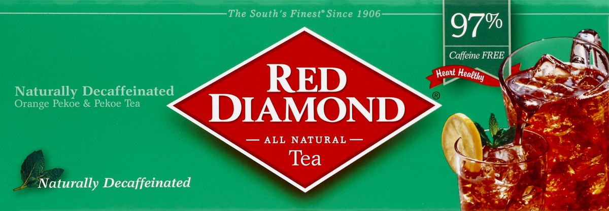 slide 2 of 5, Red Diamond Orange Pekoe & Pekoe Tea, Naturally Decaffeinated, Family Size Quart Bags - 24 ct, 24 ct