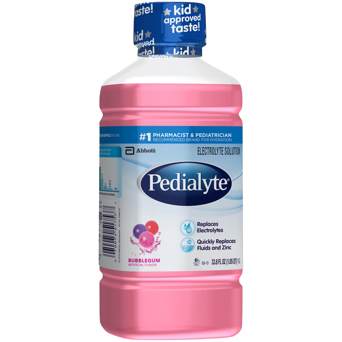 slide 3 of 9, Pedialyte Bubblegum Electrolyte Solution 1.1 qt, 1.10 qt