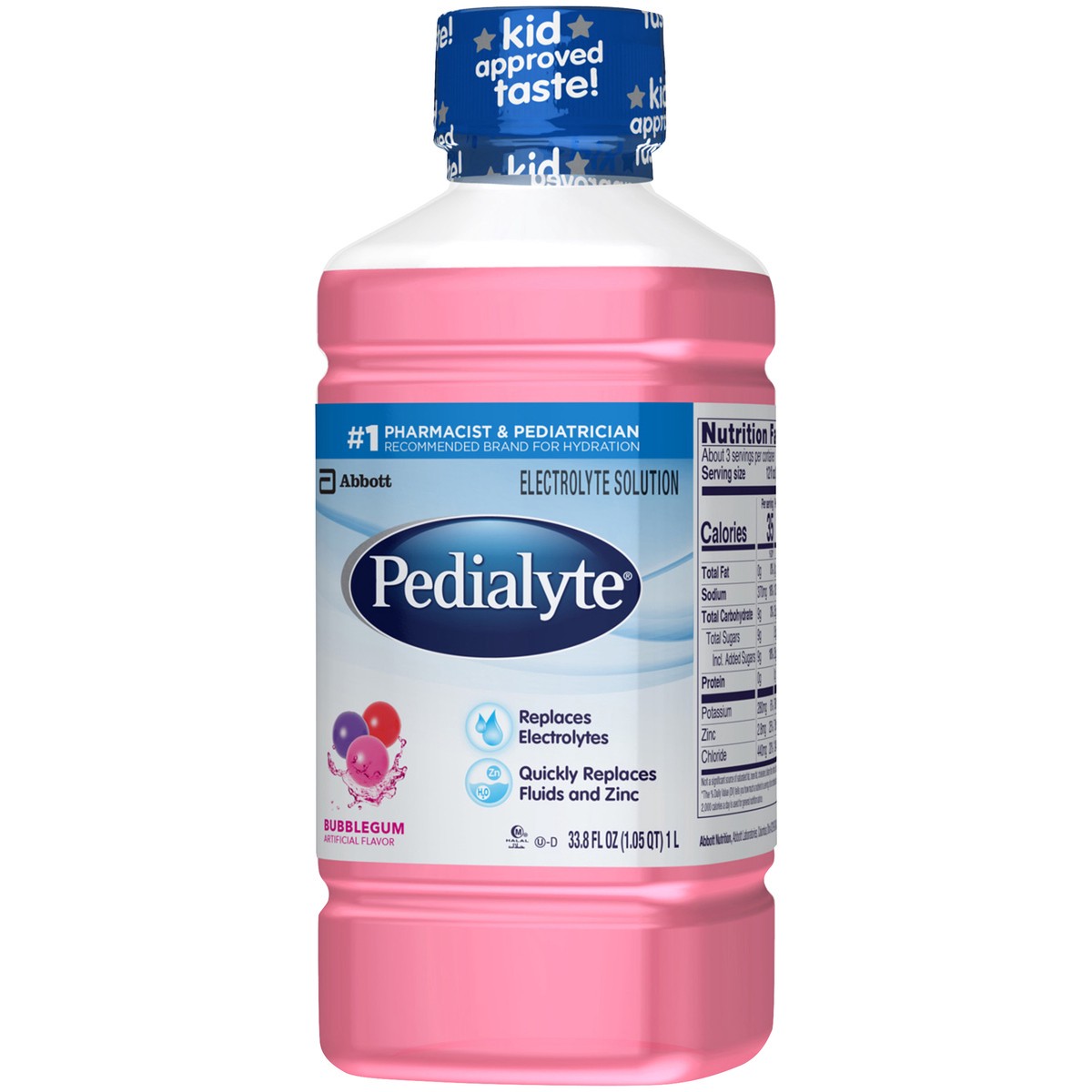 slide 8 of 9, Pedialyte Bubblegum Electrolyte Solution 1.1 qt, 1.10 qt