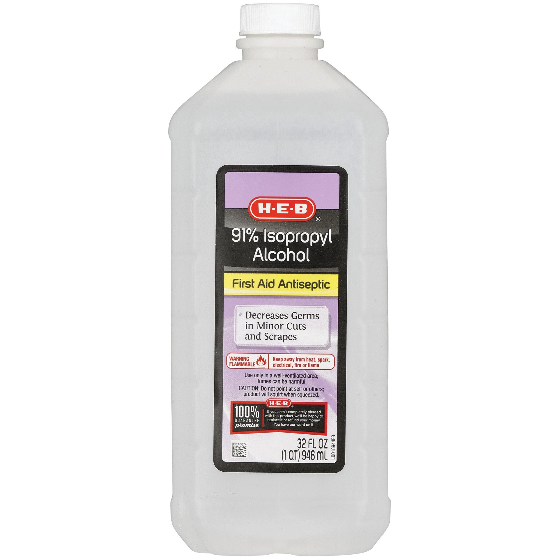 slide 1 of 1, H-E-B 91% Isopropyl Alcohol, 32 oz