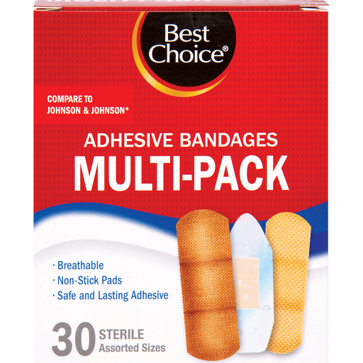 slide 1 of 1, Best Choice Adhesive Bandages Multi-Pack, 30 ct