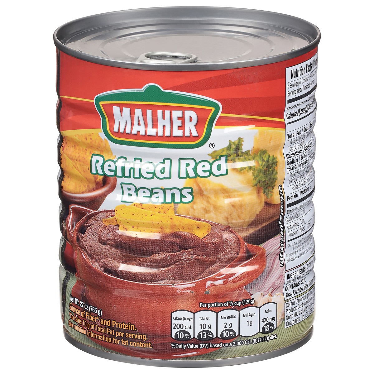 slide 5 of 9, Malher Refried Red Beans 27 oz, 27 oz