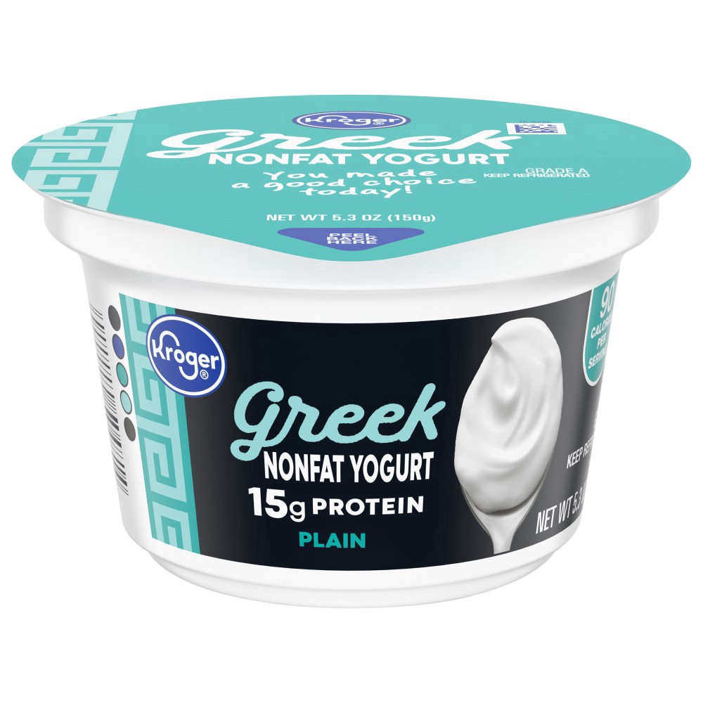 slide 2 of 3, Kroger Greek Plain Nonfat Yogurt, 5.3 oz