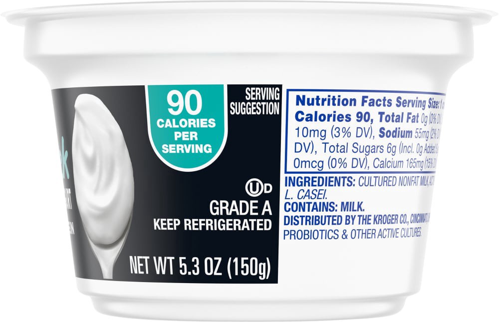 slide 3 of 3, Kroger Greek Plain Nonfat Yogurt, 5.3 oz