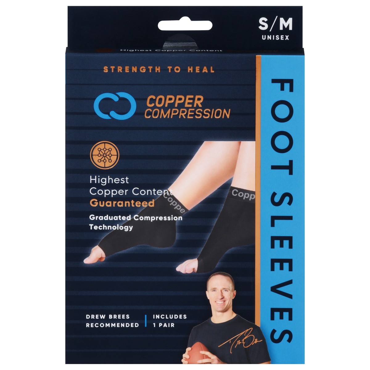 slide 3 of 4, Copper Compression - Foot Compression Sleeve - Small And Medium, 1 ct