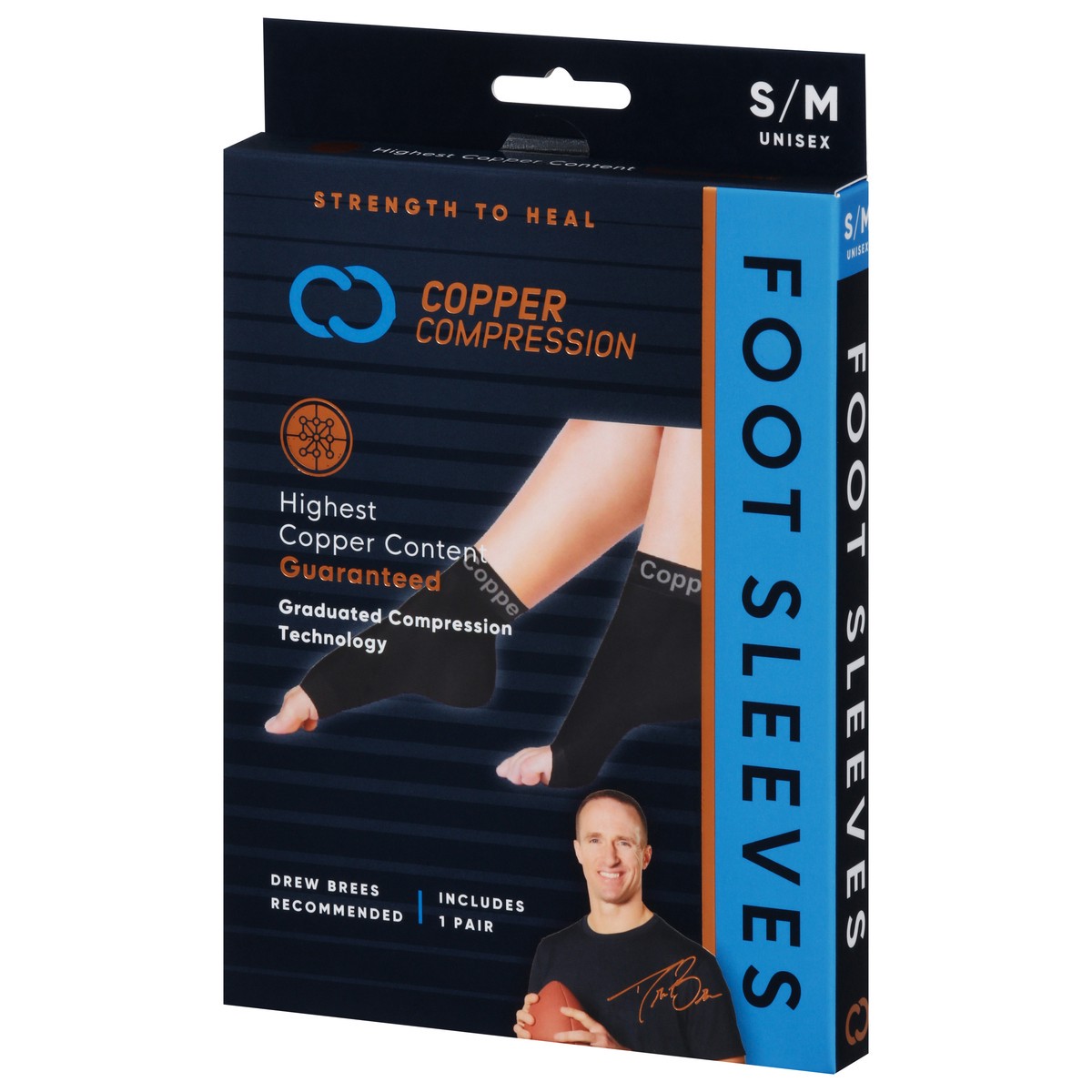 slide 4 of 4, Copper Compression - Foot Compression Sleeve - Small And Medium, 1 ct