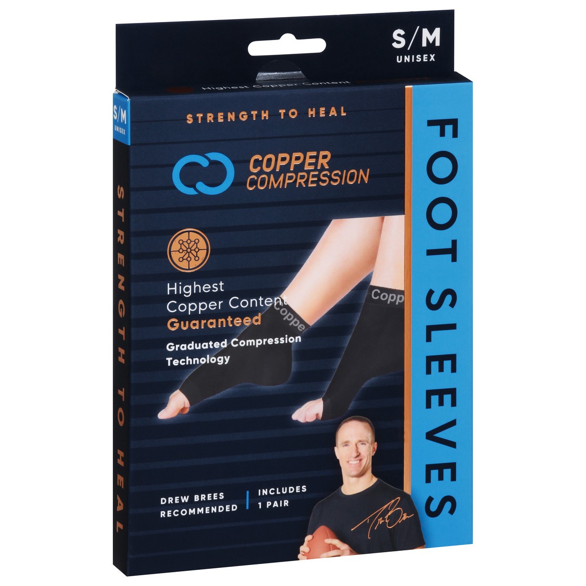 slide 2 of 4, Copper Compression - Foot Compression Sleeve - Small And Medium, 1 ct