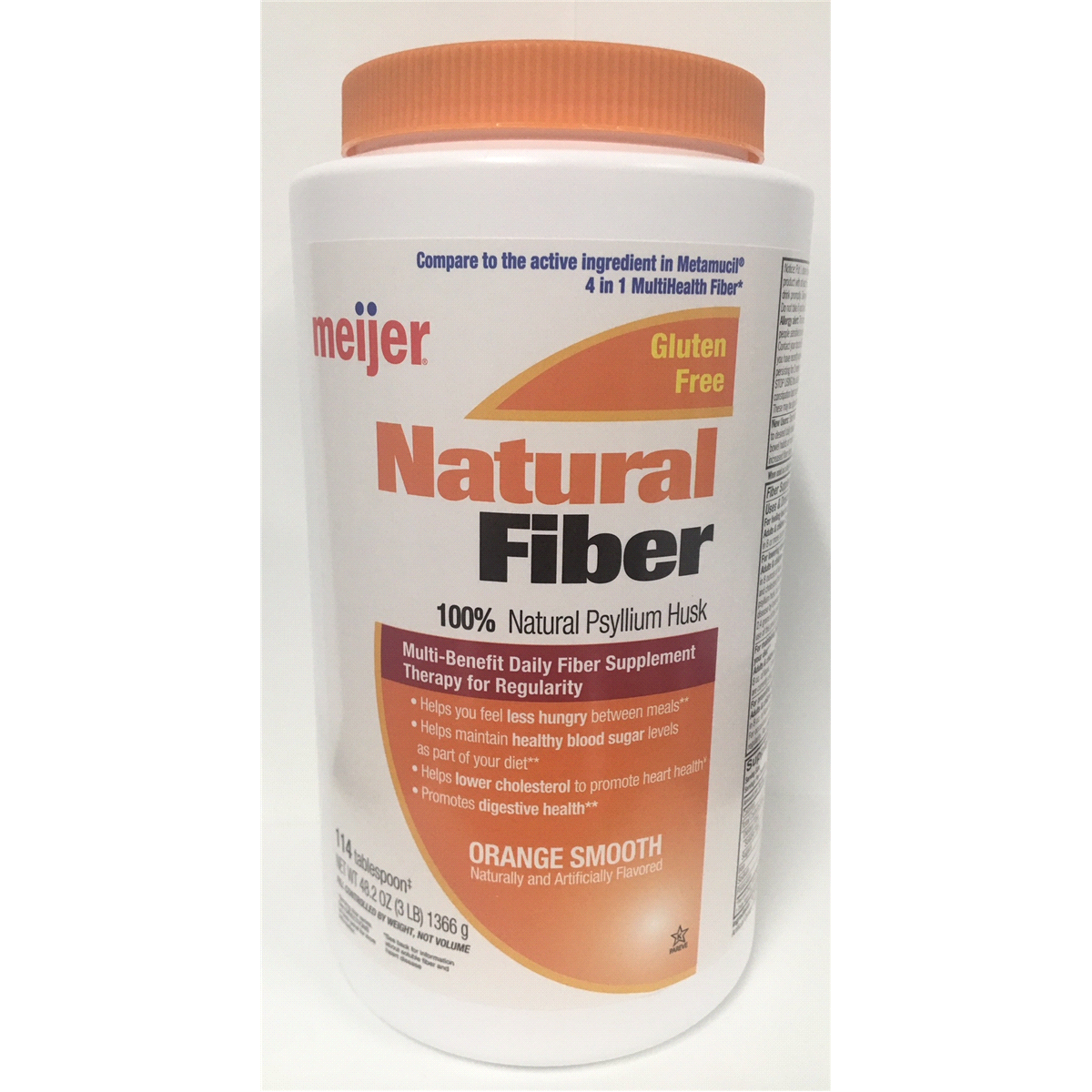 slide 1 of 3, Meijer Natural Fiber Therapy, Orange Smooth, 48.2 oz