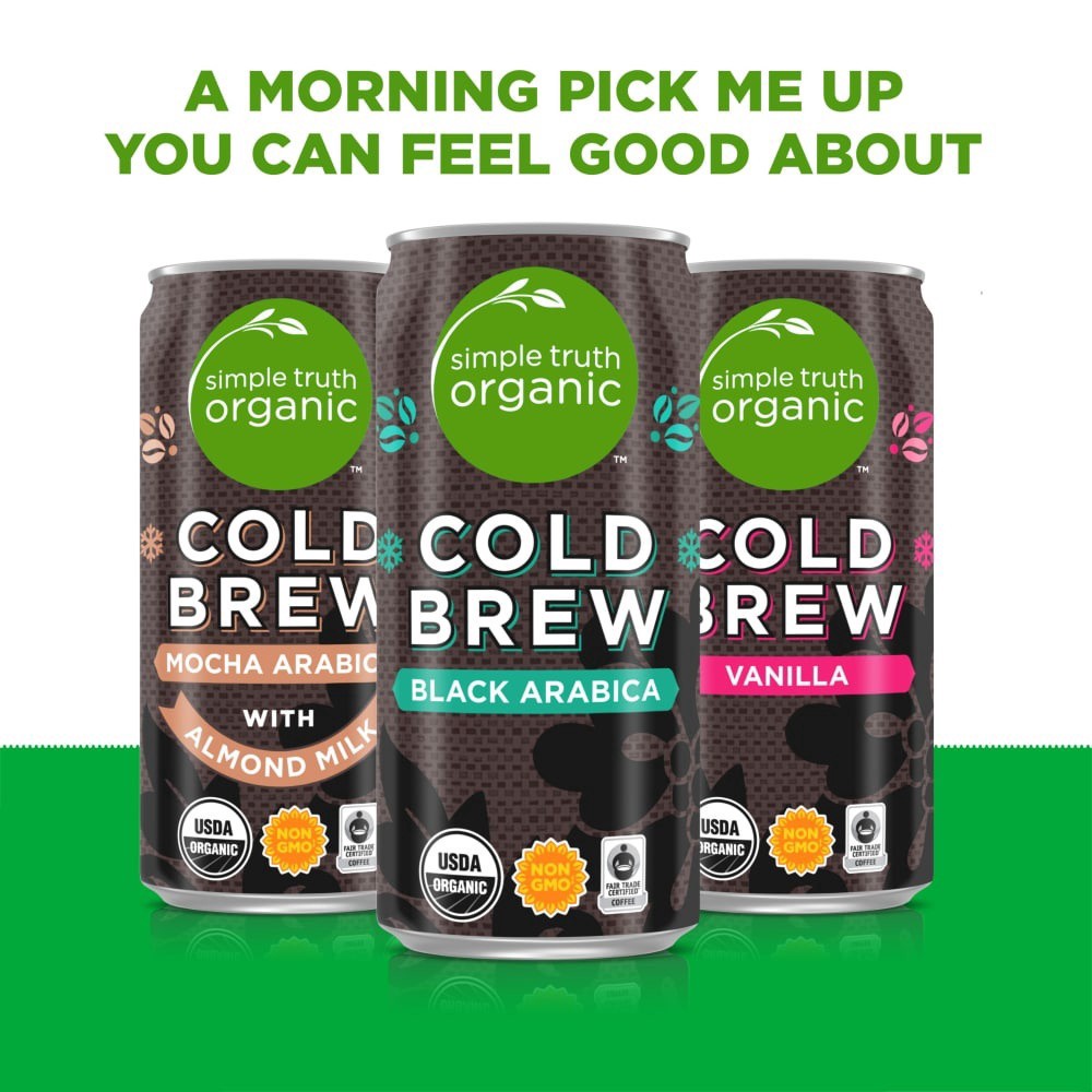 slide 4 of 8, Simple Truth Organic Cold Brew Black Coffee - 4 ct; 8 fl oz, 4 ct; 8 fl oz