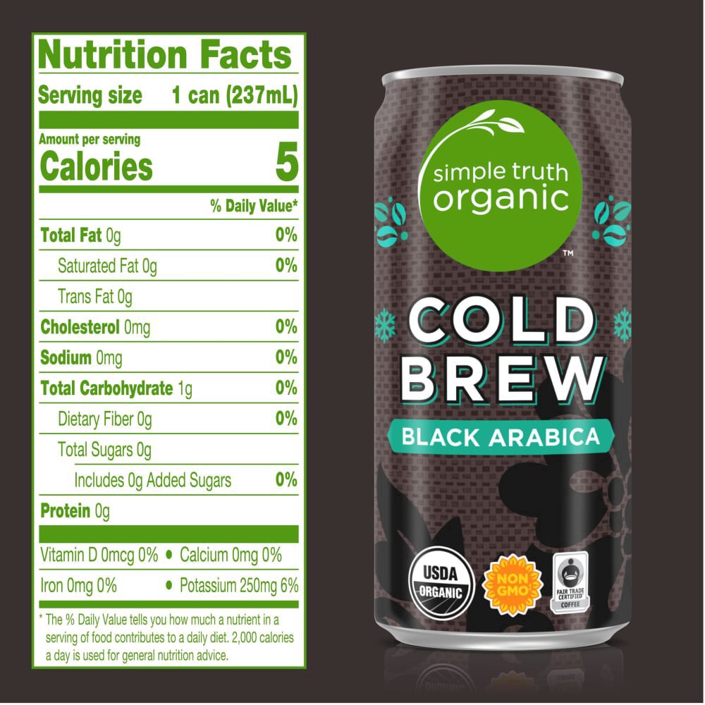 slide 3 of 8, Simple Truth Organic Cold Brew Black Coffee - 4 ct; 8 fl oz, 4 ct; 8 fl oz