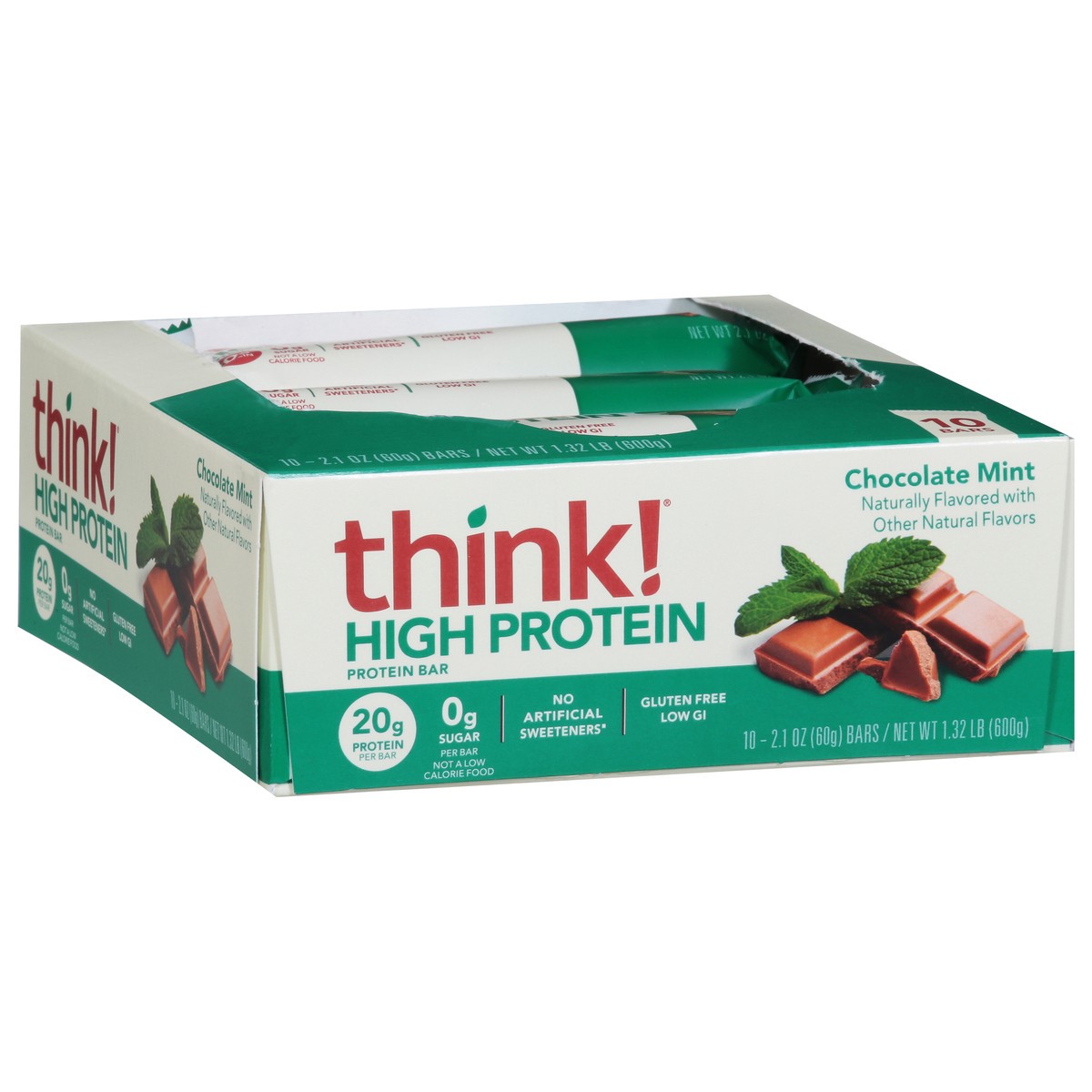 slide 7 of 9, think! Chocolate Mint High Protein Bars 10 - 2.1 oz Bars, 10 ct