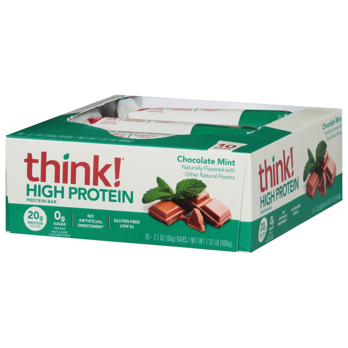 slide 4 of 9, think! Chocolate Mint High Protein Bars 10 - 2.1 oz Bars, 10 ct